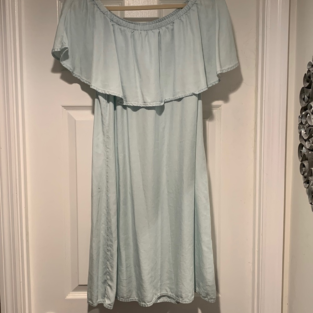 Old Navy Light Blue Off-Shoulder Ruffle Dress